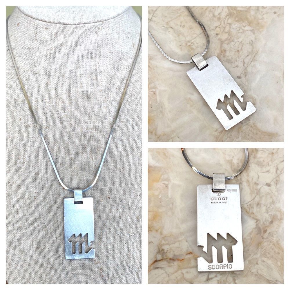 Gucci 925 Sterling Silver “Scorpio” Zodiac Pendant & Chain Unisex